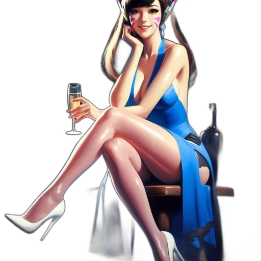 dress, fantasy art, photorealistic, cartoon, concept art, blue, illustration, features transparent PNG cut-out