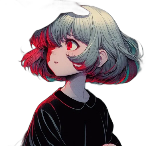 mask, face, hair, creature, pixel art, anime, concept art, watercolor transparent PNG cut-out