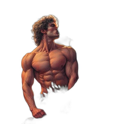 hair, concept art, fantasy art, comic book art, photorealistic, stone-like, man, green transparent PNG cut-out