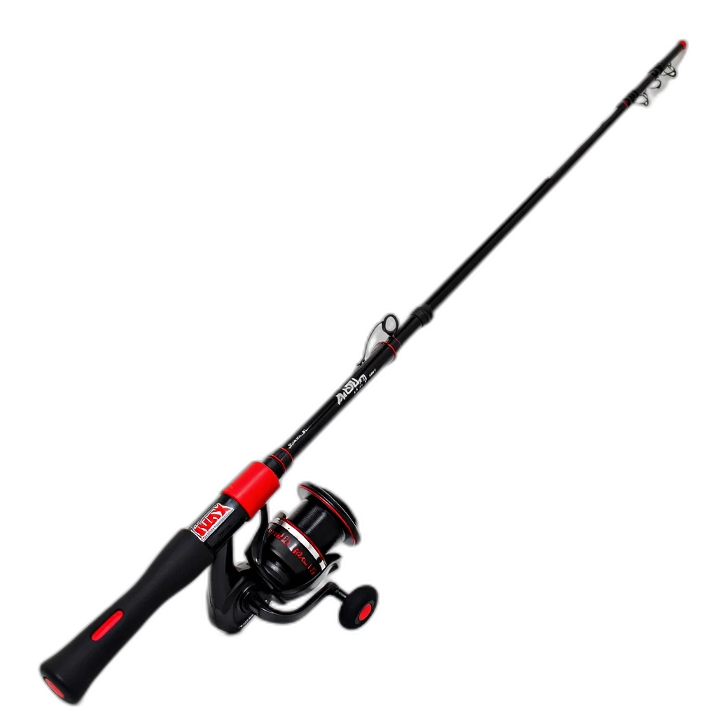staff, weapon, 3d render, black, red, electric, fishing, rod transparent PNG cut-out