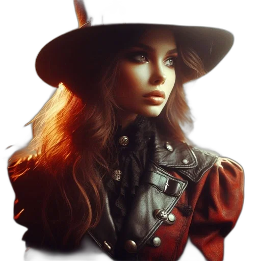 hat, staff, face, jacket, fantasy art, photorealistic, concept art, oil painting transparent PNG cut-out