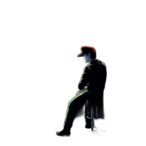 robot, jacket, hat, staff, concept art, pixel art, 3d render, cyberpunk transparent PNG cut-out