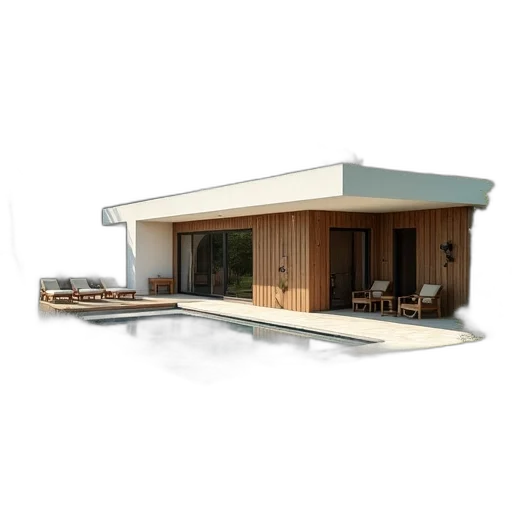 building, furniture, 3d render, concept art, photorealistic, earth tones, modern, house transparent PNG cut-out