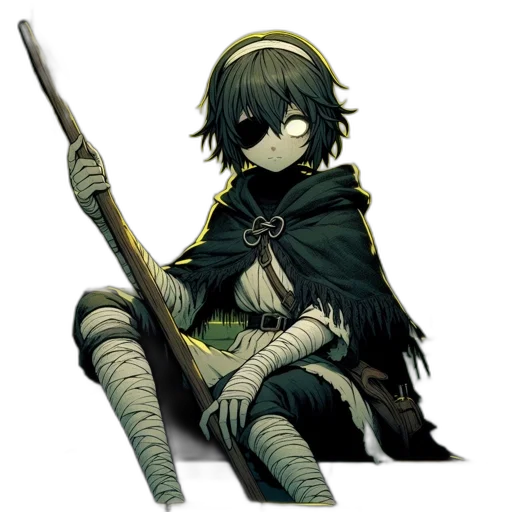 staff, sword, weapon, mask, pixel art, concept art, fantasy art, anime transparent PNG cut-out