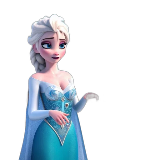 dress, crown, staff, 3d render, concept art, fantasy art, cartoon, snow transparent PNG cut-out