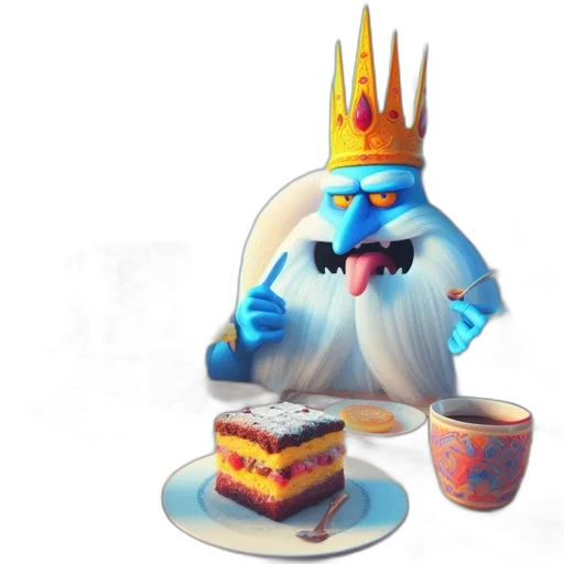 crown, food, staff, creature, concept art, 3d render, fantasy art, photorealistic transparent PNG cut-out