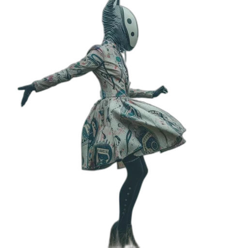 dress, creature, mask, robot, concept art, 3d render, fantasy art, photorealistic transparent PNG cut-out