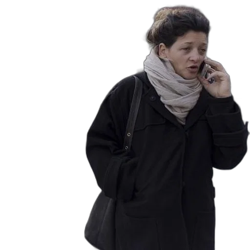 jacket, staff, woman, black, coat, scarf, talks, her transparent PNG cut-out