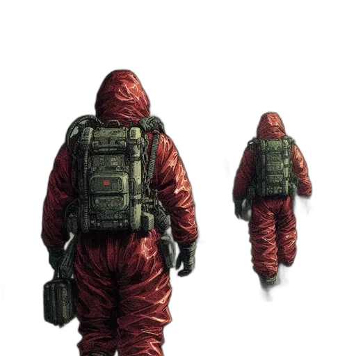 jacket, concept art, pixel art, comic book art, 3d render, outer space, red, earth tones transparent PNG cut-out