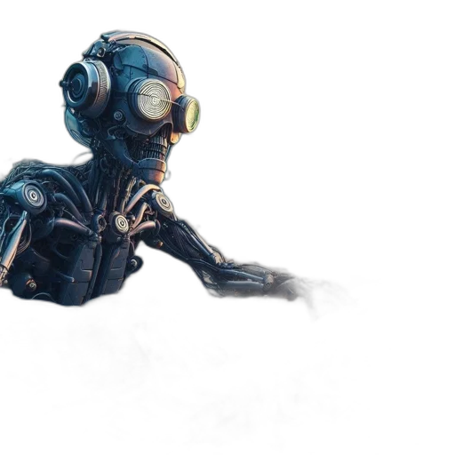 robot, creature, mask, concept art, 3d render, cyberpunk, comic book art, outer space transparent PNG cut-out
