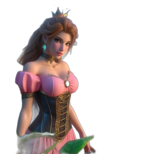 dress, crown, staff, weapon, 3d render, concept art, fantasy art, photorealistic transparent PNG cut-out