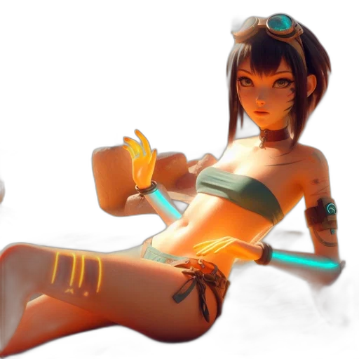 staff, weapon, robot, concept art, fantasy art, 3d render, cyberpunk, beach transparent PNG cut-out