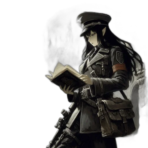 weapon, hat, staff, concept art, fantasy art, comic book art, watercolor, monochrome transparent PNG cut-out