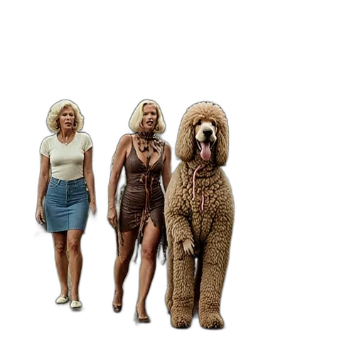 animal, 3d render, concept art, two, women, walk, together, sidewalk transparent PNG cut-out