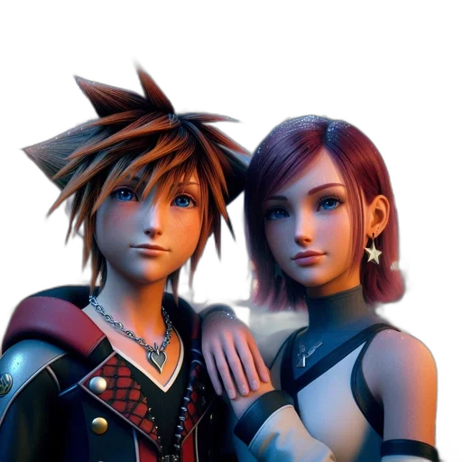 concept art, 3d render, fantasy art, photorealistic, two, animated, characters, one transparent PNG cut-out
