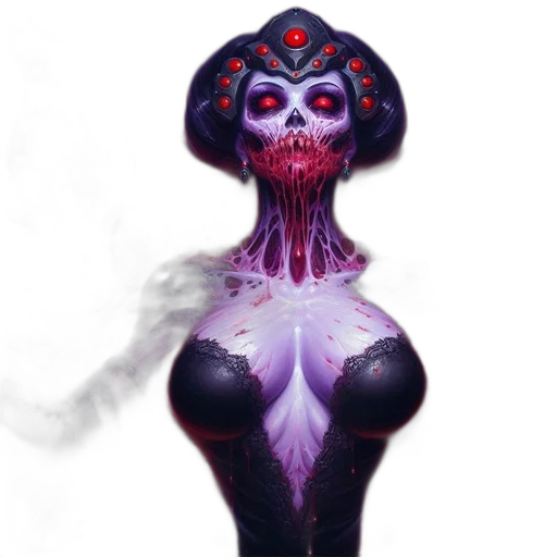 dress, mask, creature, concept art, fantasy art, pixel art, comic book art, dark transparent PNG cut-out