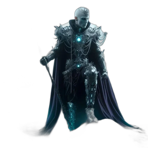 sword, staff, mask, robot, concept art, fantasy art, 3d render, comic book art transparent PNG cut-out