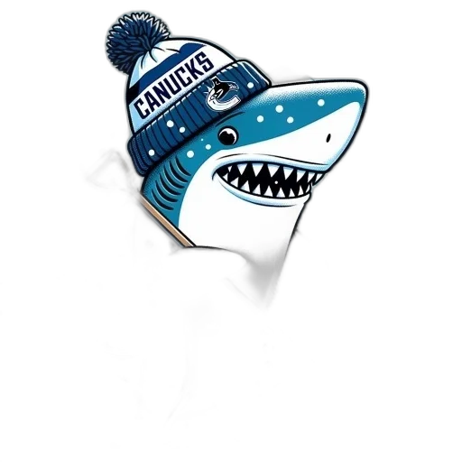 hat, creature, 3d render, cartoon, shark, wearing, vancouver, canucks transparent PNG cut-out