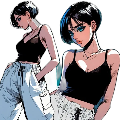 jacket, dress, weapon, comic book art transparent PNG cut-out
