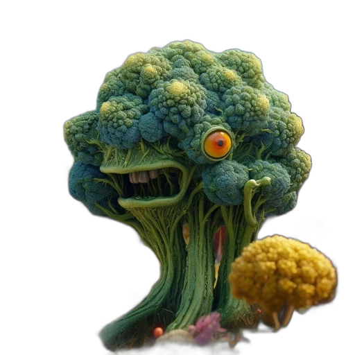 creature, food, crown, face, concept art, 3d render, photorealistic, fantasy art transparent PNG cut-out
