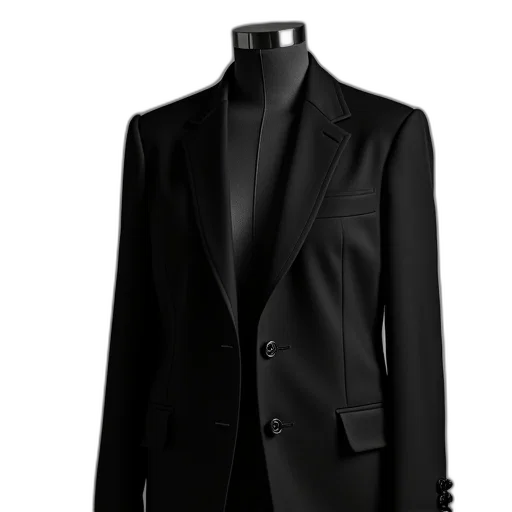 jacket, dress, staff, 3d render, dark, monochrome, black, shown transparent PNG cut-out