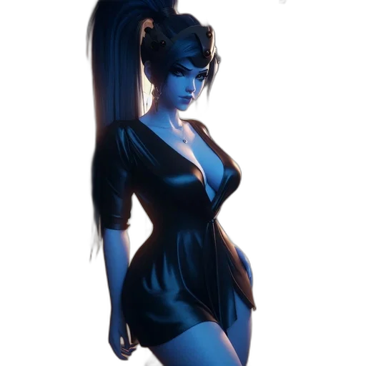 dress, staff, concept art, fantasy art, comic book art, anime, neon lights, blue transparent PNG cut-out