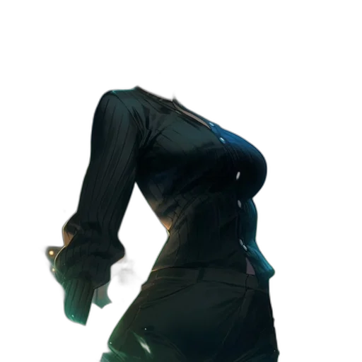 jacket, dress, staff, weapon, concept art, cyberpunk, 3d render, comic book art transparent PNG cut-out