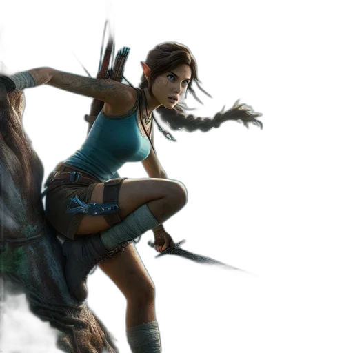 concept art, fantasy art, comic book art, lara, croft, protagonist, tomb, raider transparent PNG cut-out