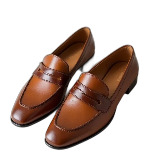 shoes, photorealistic, brown, leather transparent PNG cut-out