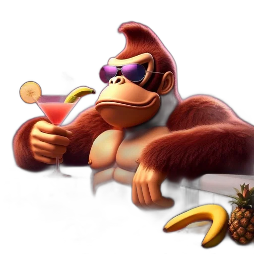 animal, creature, concept art, 3d render, photorealistic, anthropomorphic, gorilla, sits transparent PNG cut-out