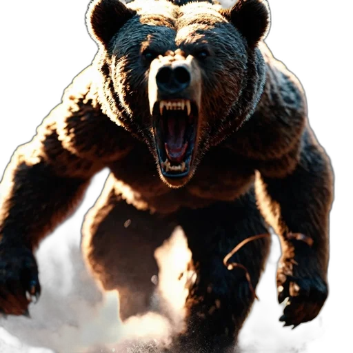 animal, creature, concept art, photorealistic, 3d render, fierce-looking, bear, possibly transparent PNG cut-out
