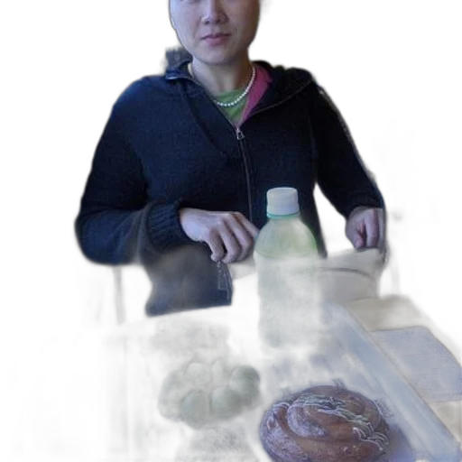food, staff, face, jacket, photorealistic, 3d render, oil painting, concept art transparent PNG cut-out