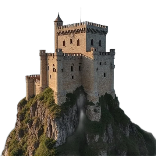 building, dragon, crown, sword, 3d render, photorealistic, concept art, fantasy art transparent PNG cut-out