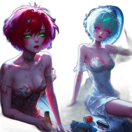 dress, robot, weapon, concept art, cyberpunk, anime, fantasy art, neon lights transparent PNG cut-out
