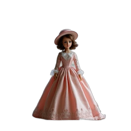 dress, hat, 3d render, photorealistic, concept art, doll, dressed, victorian-era transparent PNG cut-out