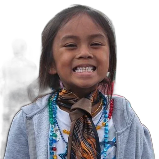 face, young, girl, smiles, while, wearing, colorful, scarf transparent PNG cut-out