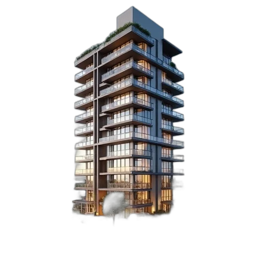 building, 3d render, photorealistic, concept art, rendering, proposed, condo, tower transparent PNG cut-out