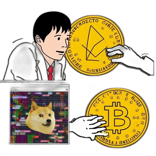 cartoon, pixel art, animated, figure, gazes, upon, golden, coin transparent PNG cut-out