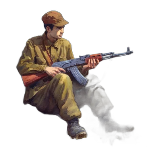 weapon, staff, hat, jacket, concept art, pixel art, photorealistic, oil painting transparent PNG cut-out