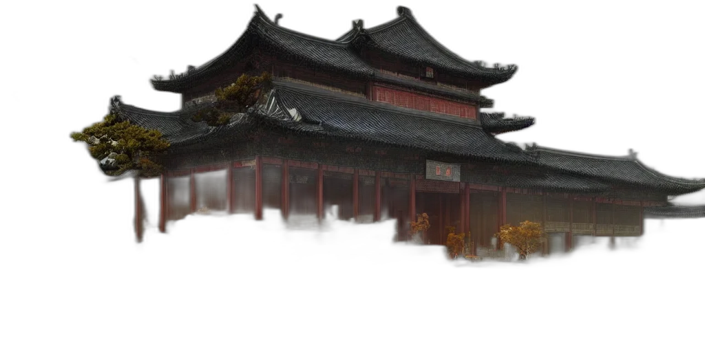 building, mask, dragon, staff transparent PNG cut-out