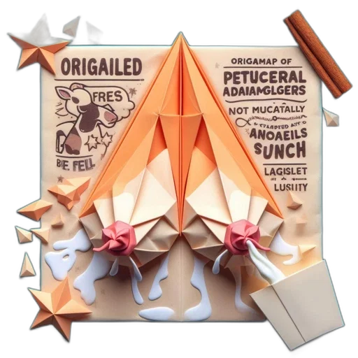 umbrella, food, crown, 3d render, concept art, origami, sculpture, two transparent PNG cut-out