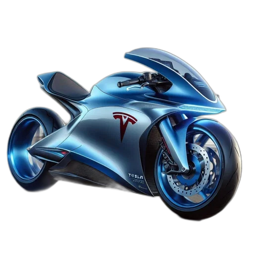 car, 3d render, photorealistic, concept art, futuristic, blue-silver, tesla, motorcycle transparent PNG cut-out