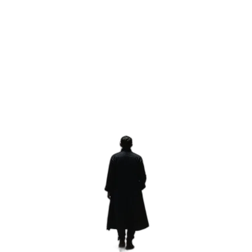 jacket, staff, robot, umbrella, concept art, fog, monochrome, man transparent PNG cut-out