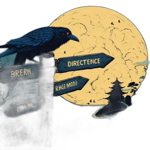 concept art, nighttime, scene, features, luminous, moon, wooden, post transparent PNG cut-out