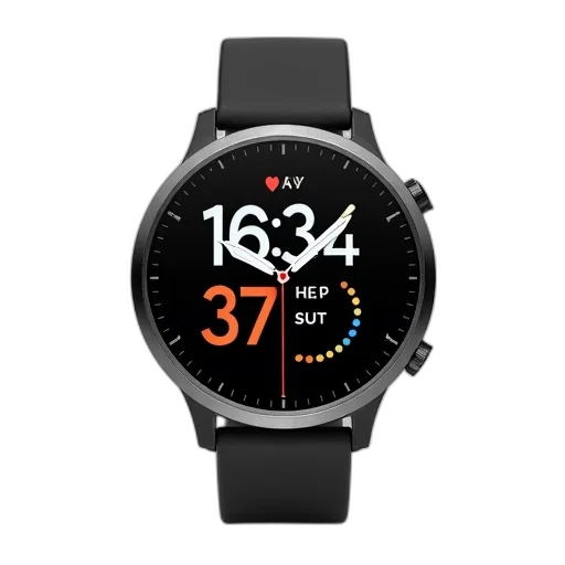 black, silver, smartwatch, digital, display, showing, time, date transparent PNG cut-out