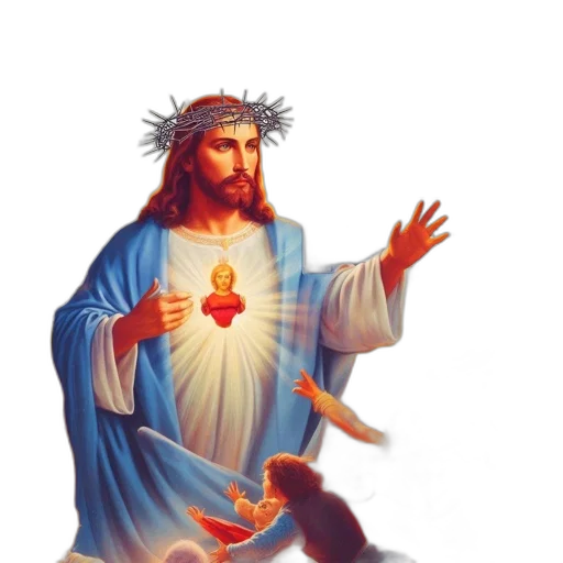 3d render, photorealistic, concept art, artwork, jesus, christ, wears, crown transparent PNG cut-out
