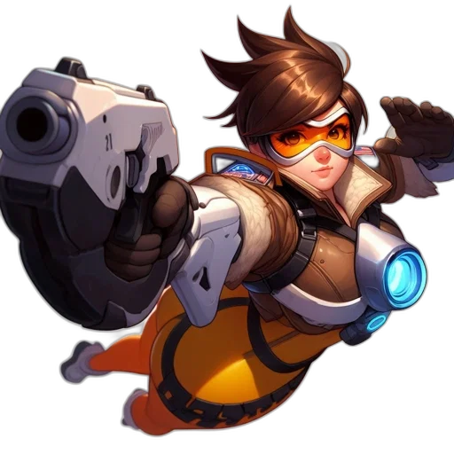 weapon, staff, robot, jacket, concept art, pixel art, cyberpunk, cartoon transparent PNG cut-out