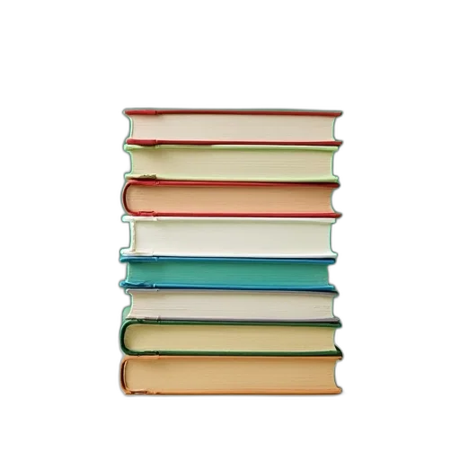 staff, pastel, stack, books, various, colored, spines, placed transparent PNG cut-out