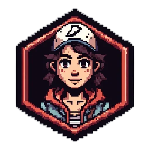 hat, jacket, face, pixel art, cartoon, anime, comic book art, red transparent PNG cut-out