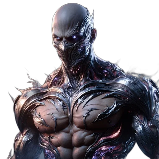 comic book art, concept art, fantasy art, cyberpunk, dark, elaborate, armored, figure transparent PNG cut-out